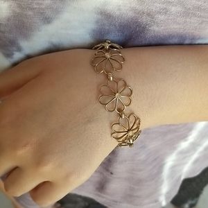 Vintage Marjorie Baer Antique Gold Flower Bracelet